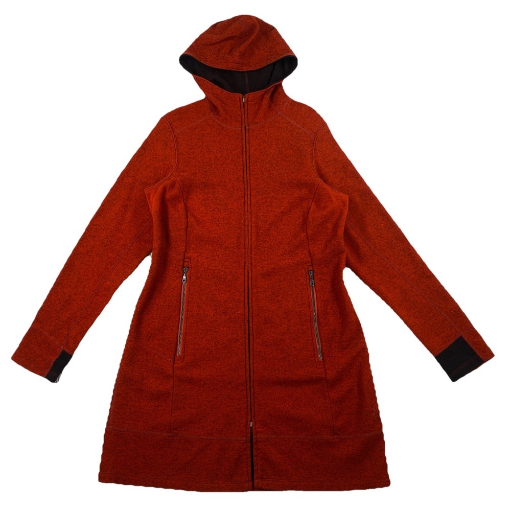 Ibex Pez Long Sweater Women's Medium Hooded Merino Wool Blend Red